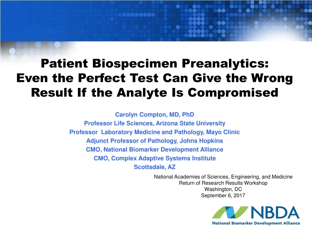 patient biospecimen preanalytics even the perfect