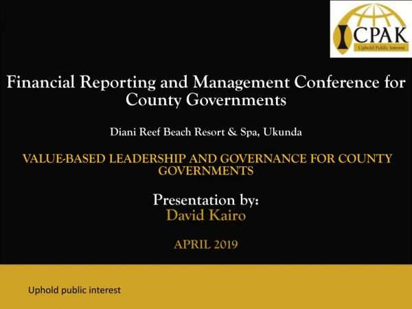 Financial Reporting and Management Conference for County Governments