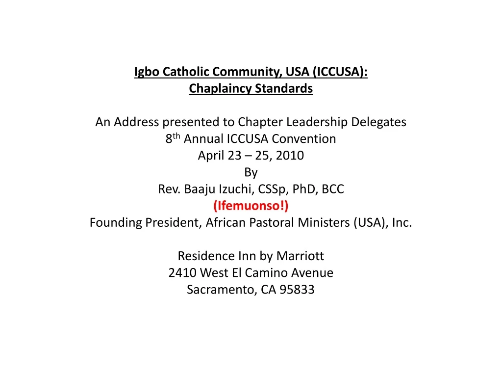 igbo catholic community usa iccusa chaplaincy