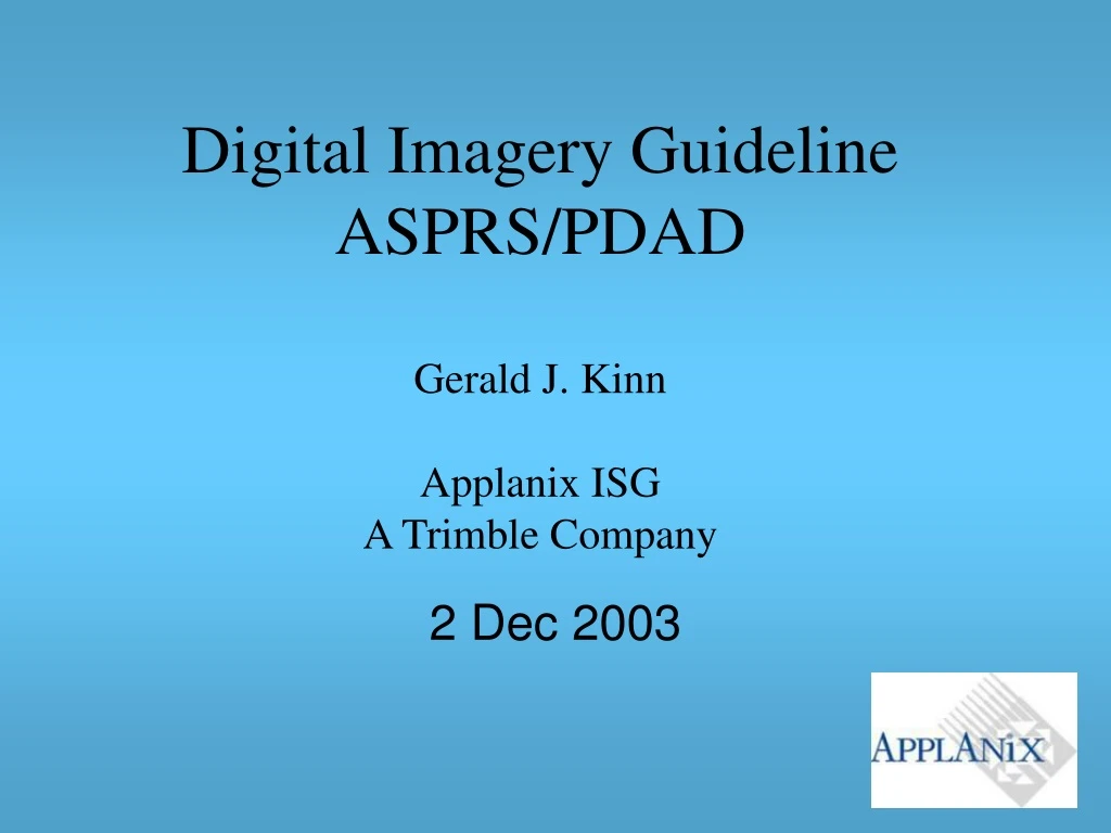 digital imagery guideline asprs pdad gerald j kinn applanix isg a trimble company