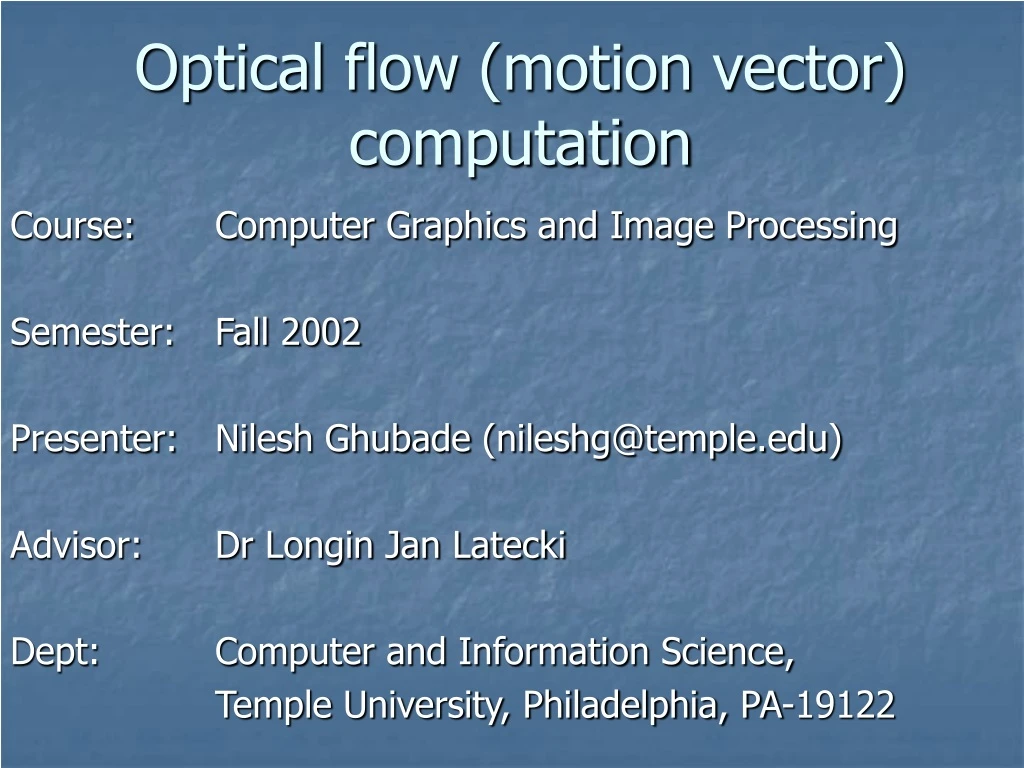 optical flow motion vector computation