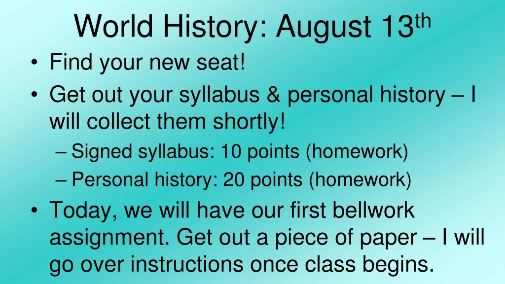 world history august 13 th