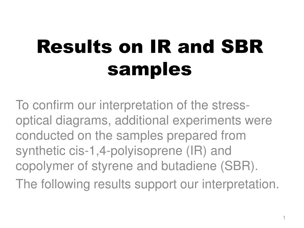 results on ir and sbr samples