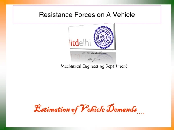 Resistance Forces on A Vehicle