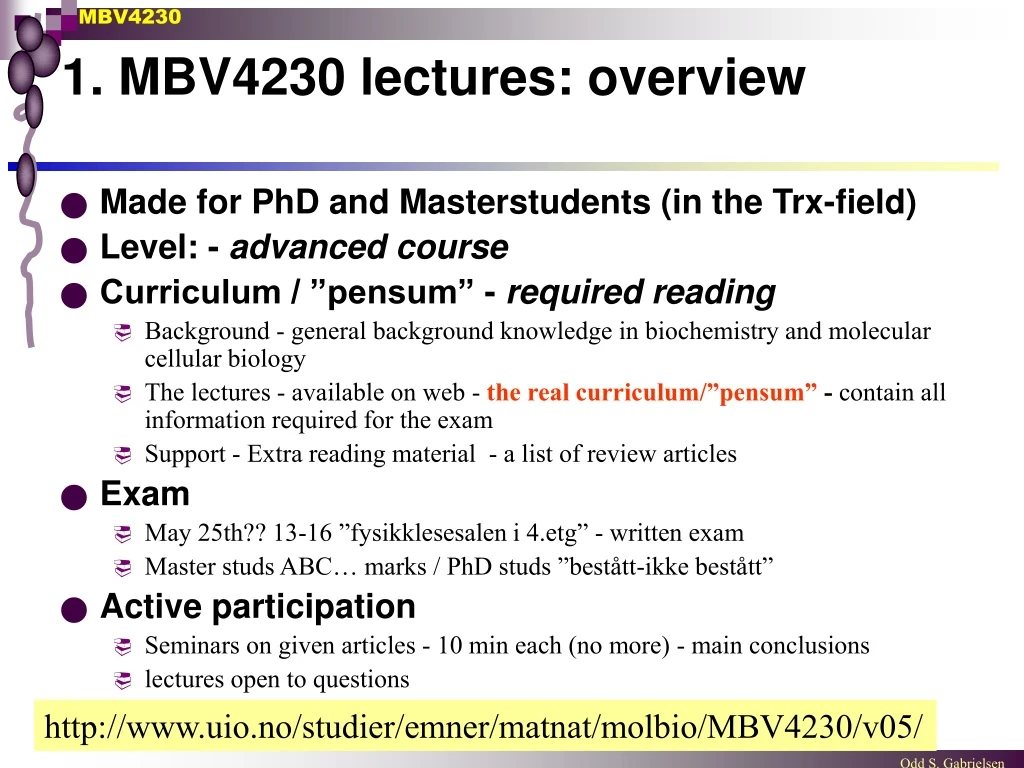 1 mbv4230 lectures overview