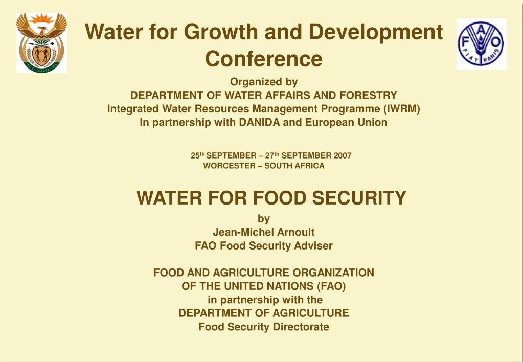 water for growth and development conference