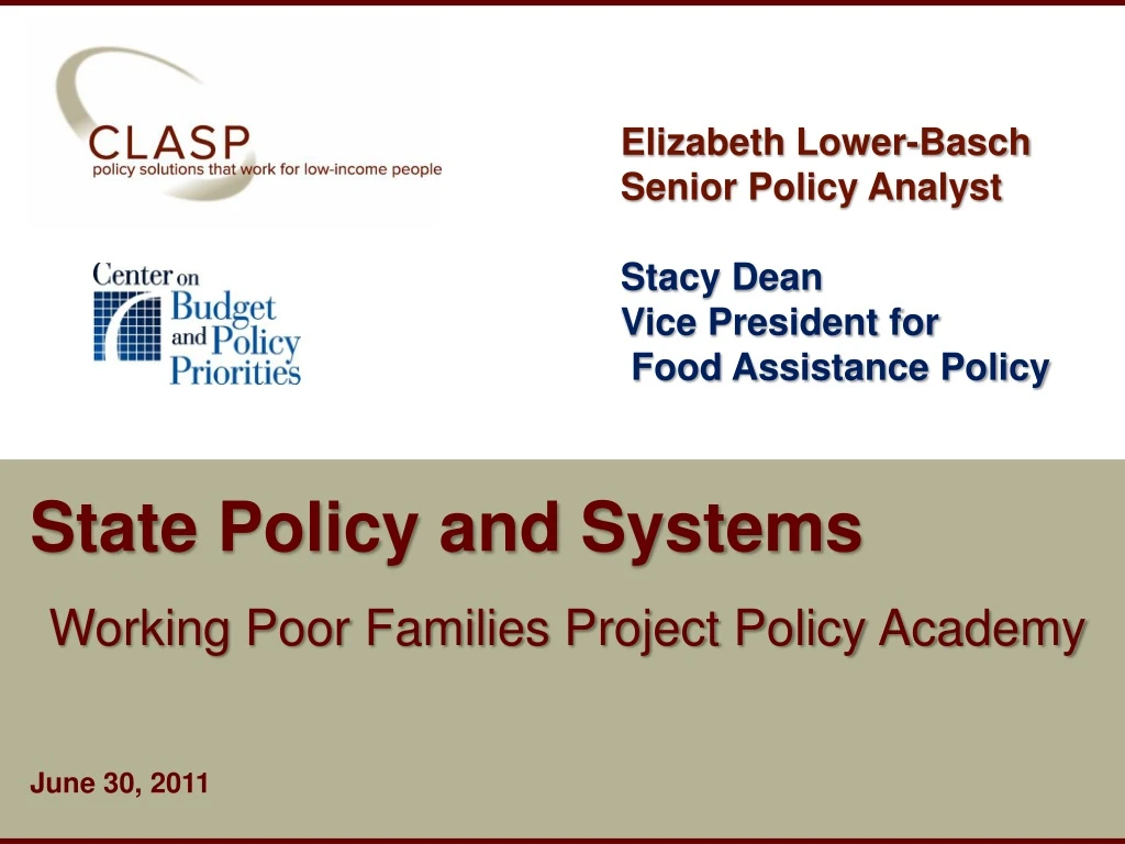 elizabeth lower basch senior policy analyst stacy