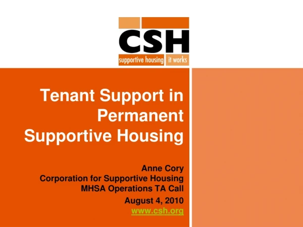 Tenant Support in Permanent Supportive Housing