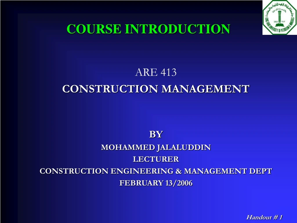 course introduction