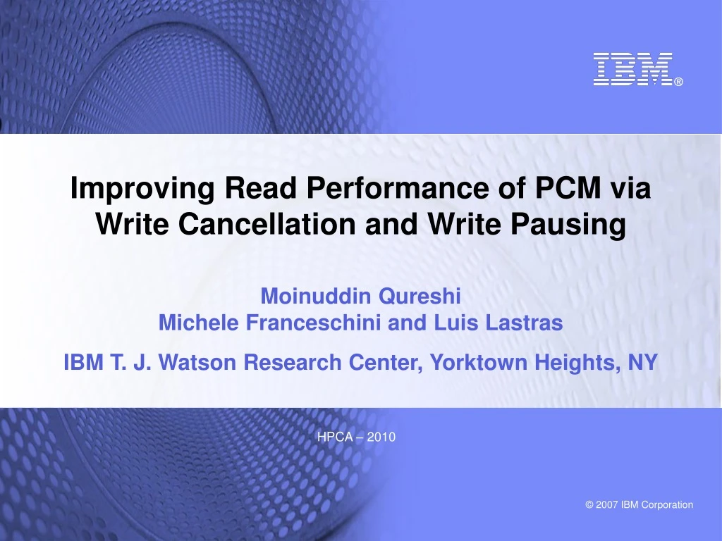 improving read performance of pcm via write
