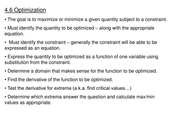 4.6 Optimization