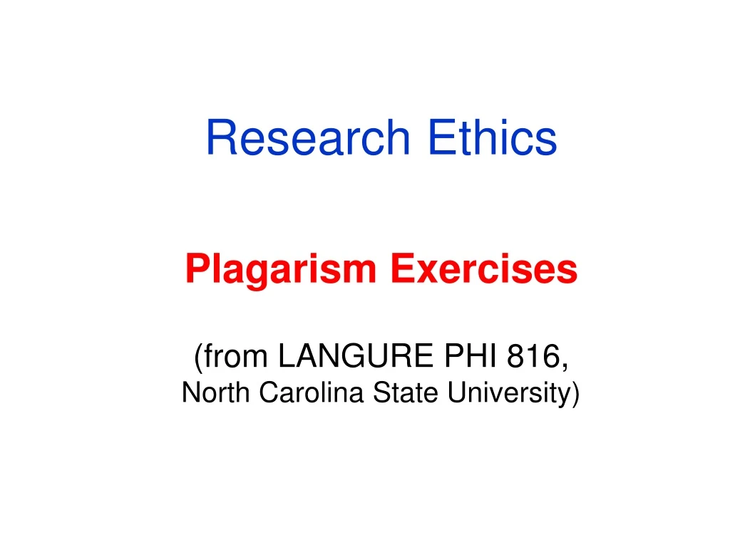 research ethics plagarism exercises from langure