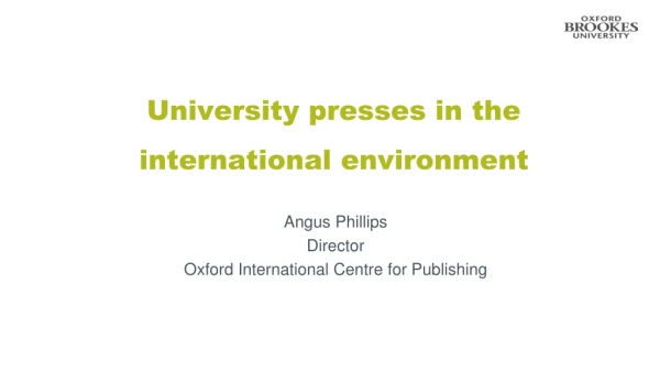 University presses in the international environment