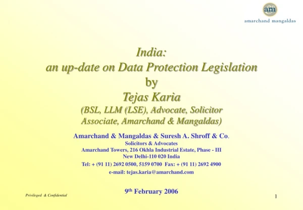 Status of Data Protection Legislation in India