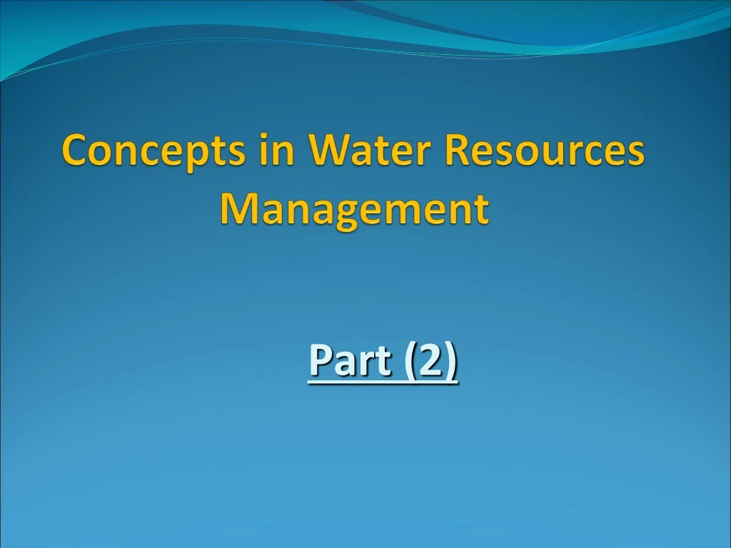 concepts in water resources management