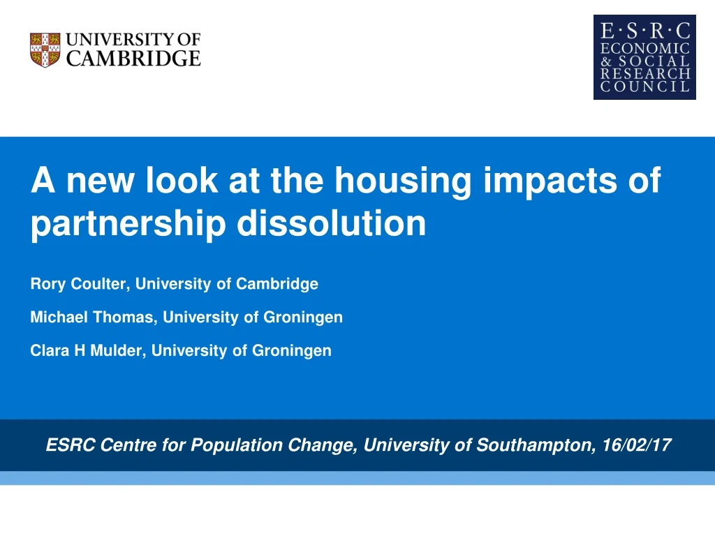 a new look at the housing impacts of partnership dissolution