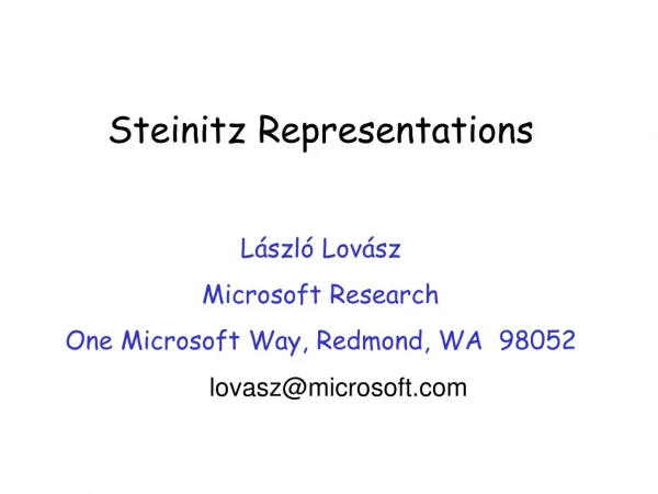 Steinitz Representations L á szl ó  Lov á sz  Microsoft Research