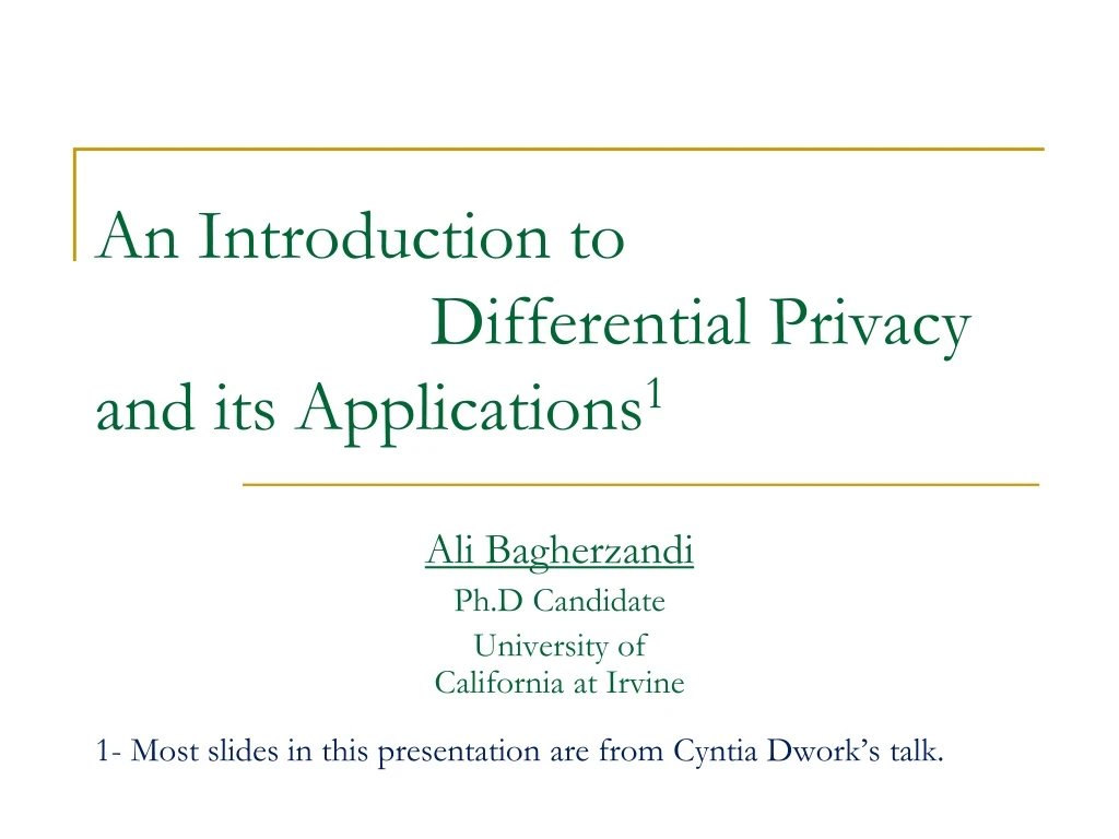 an introduction to differential privacy and its applications 1