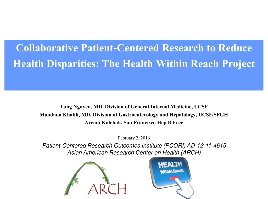 collaborative patient centered research to reduce