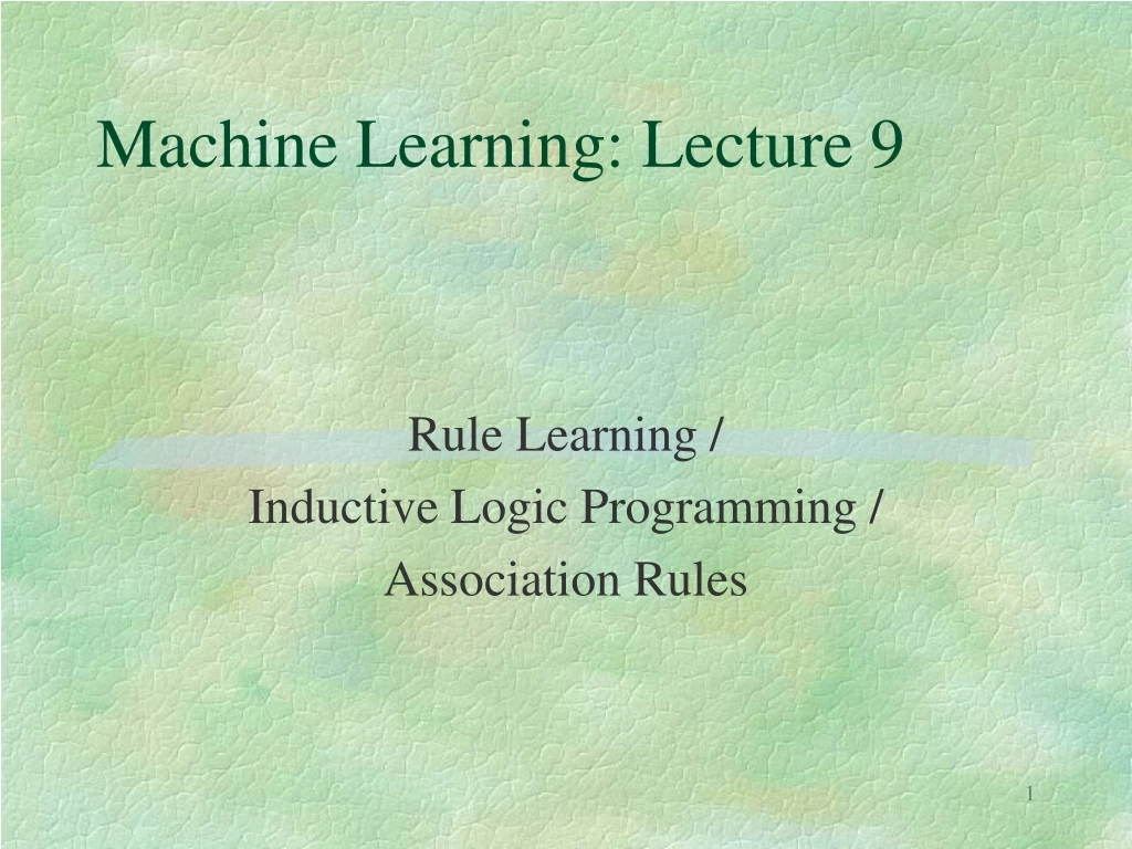 machine learning lecture 9