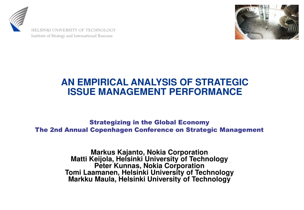 an empirical analysis of strategic issue management performance