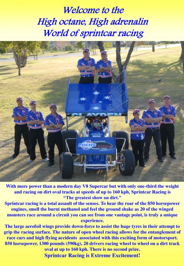 Welcome to the  High octane, High adrenalin World of sprintcar racing