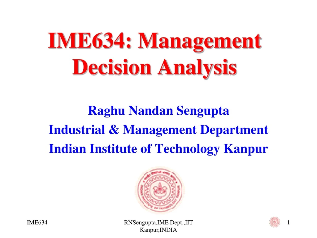 ime634 management decision analysis