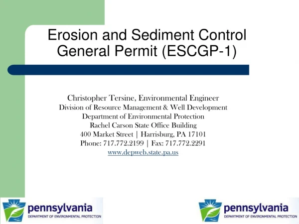 Erosion and Sediment Control General Permit (ESCGP-1)