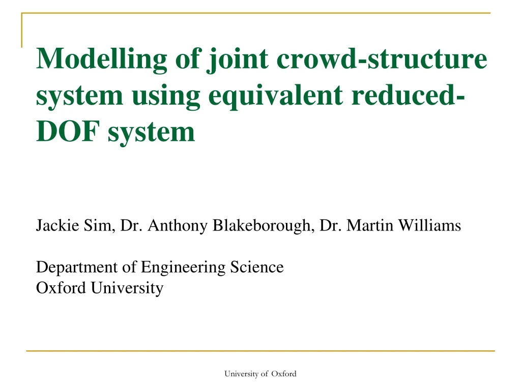 modelling of joint crowd structure system using