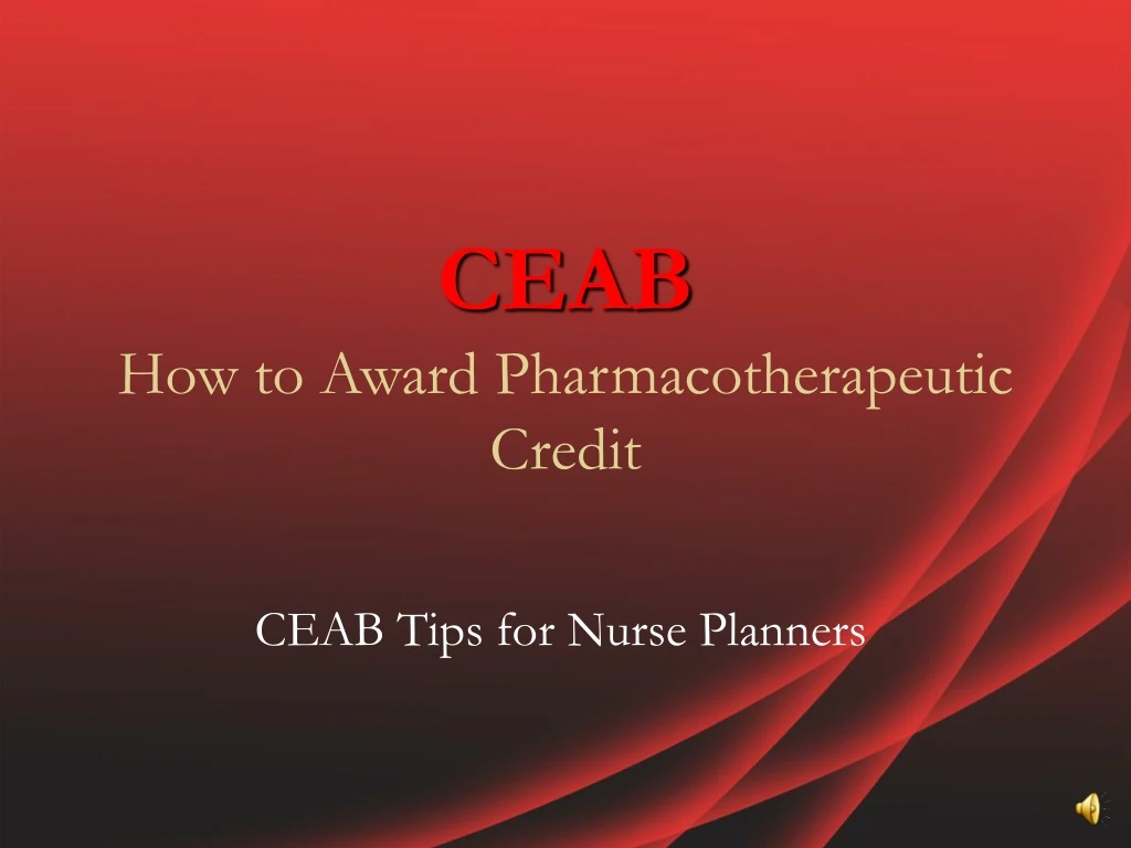 ceab how to award pharmacotherapeutic credit