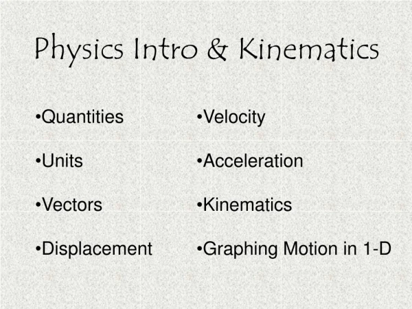 Physics Intro &amp; Kinematics