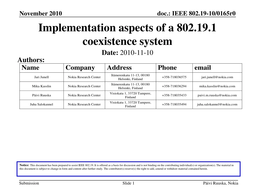 implementation aspects of a 802 19 1 coexistence system