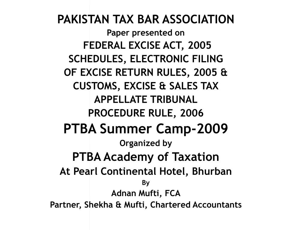 pakistan tax bar association paper presented