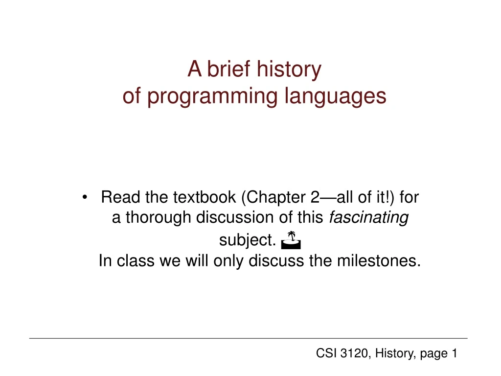 a brief history of programming languages