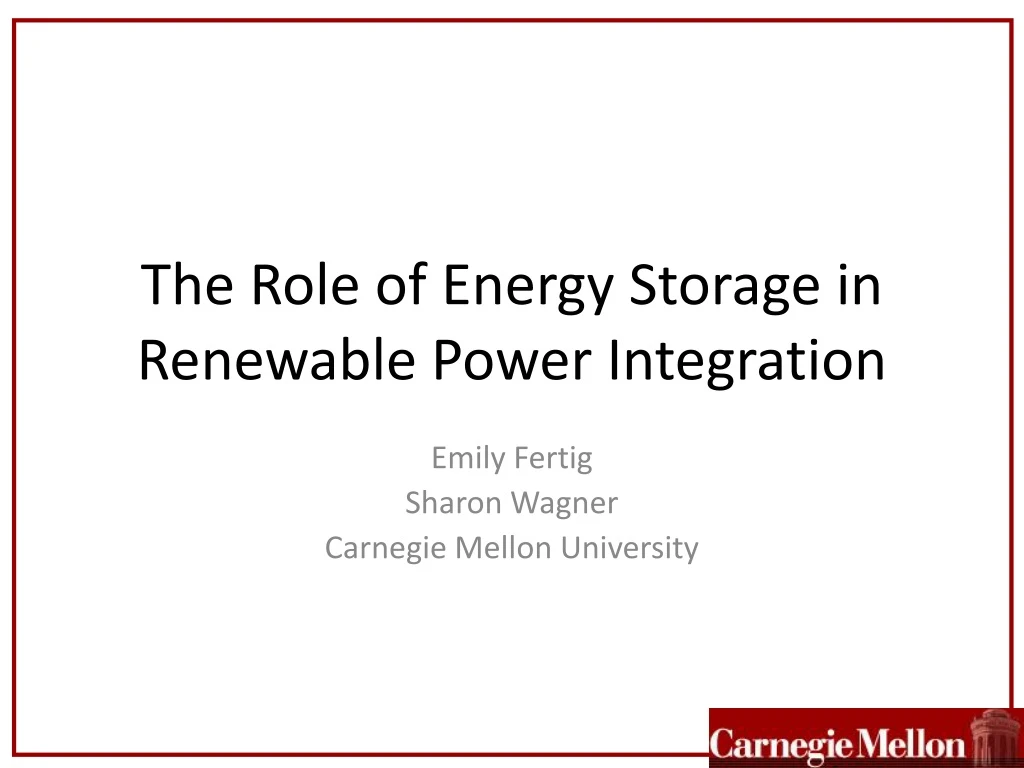 the role of energy storage in renewable power integration