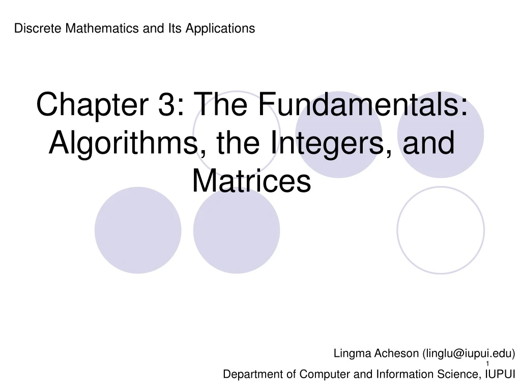 chapter 3 the fundamentals algorithms the integers and matrices