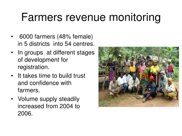 Farmers revenue monitoring