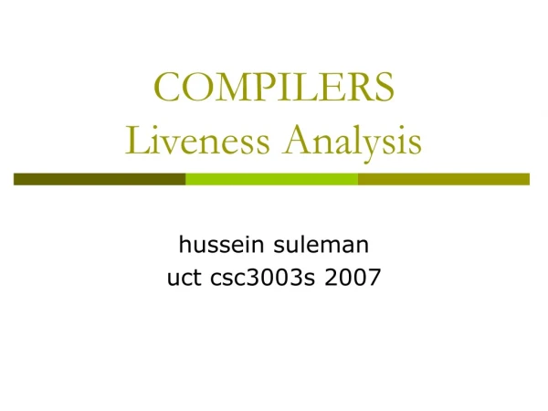 COMPILERS Liveness Analysis