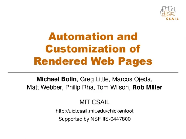 Automation and Customization of  Rendered Web Pages