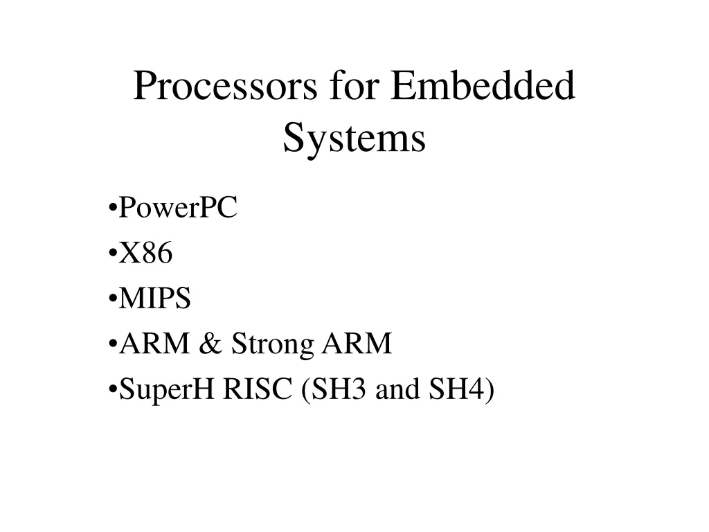 processors for embedded systems