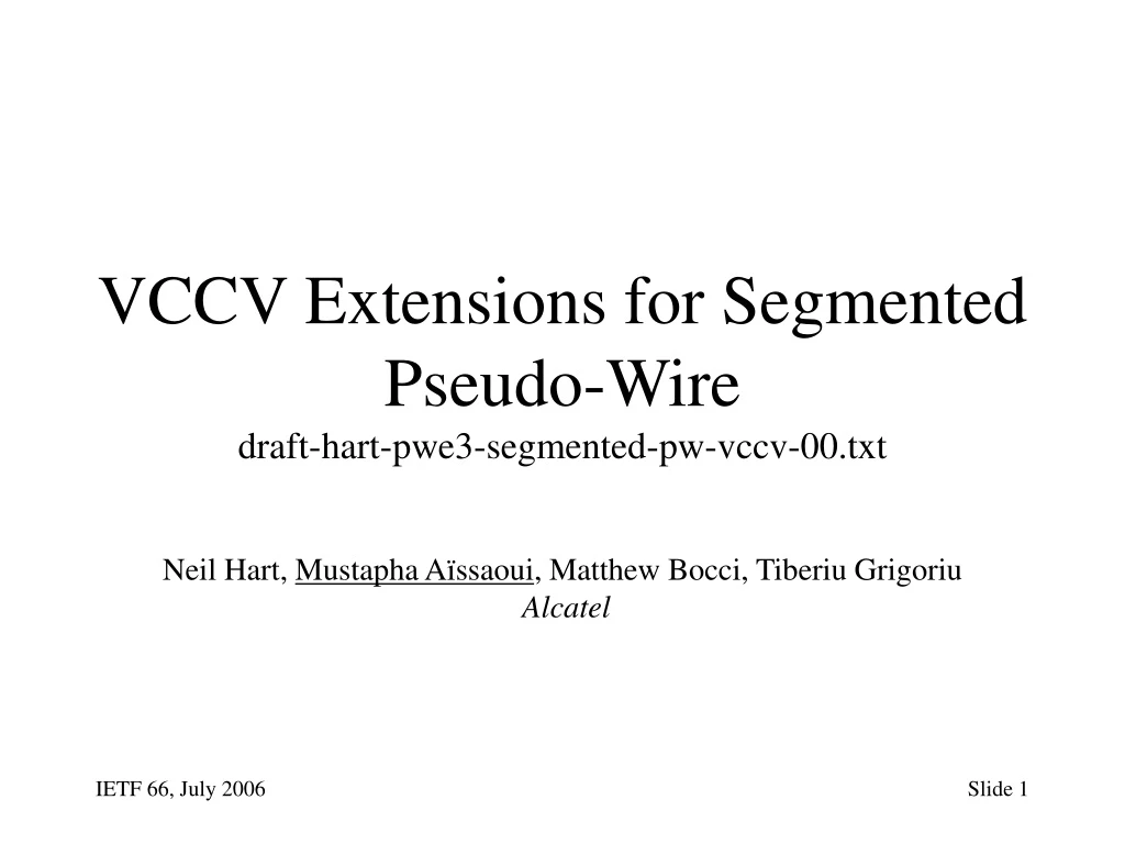 vccv extensions for segmented pseudo wire draft