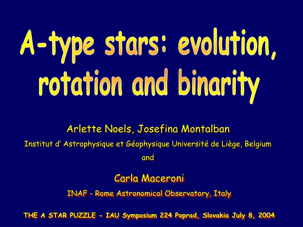 a type stars evolution rotation and binarity