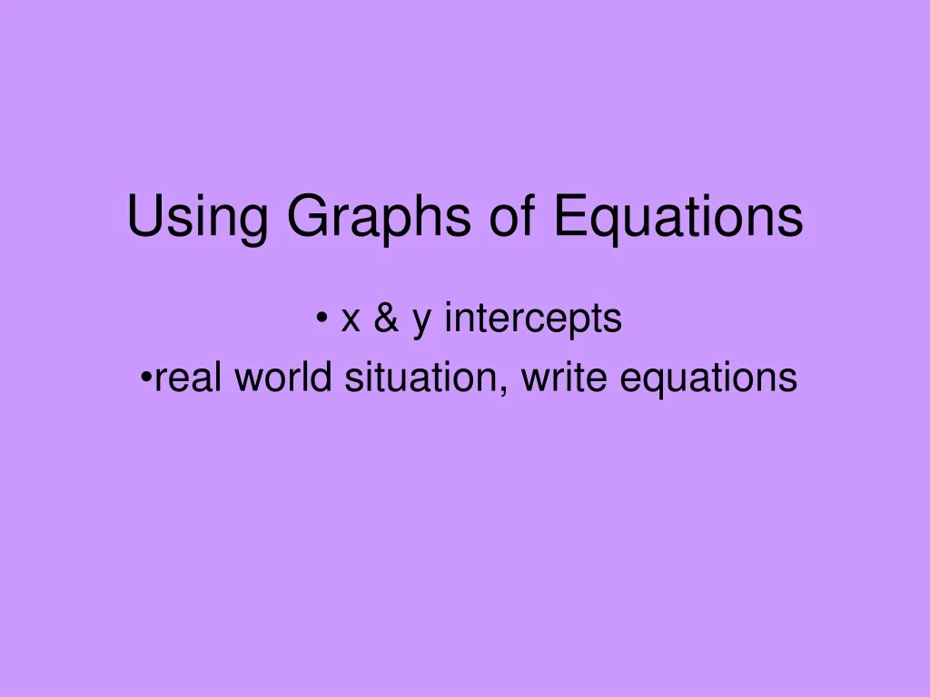 using graphs of equations