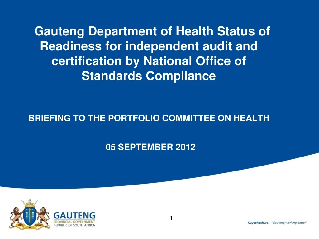 gauteng department of health status of readiness