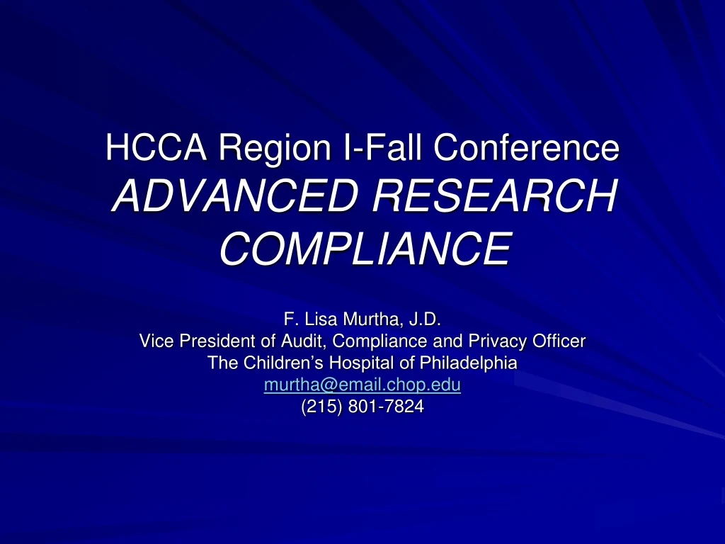 hcca region i fall conference advanced research compliance