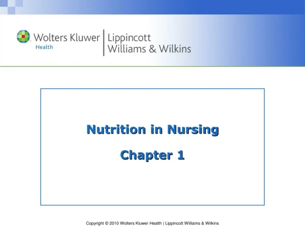 Nutrition in Nursing Chapter 1