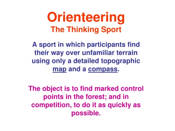 Orienteering The Thinking Sport