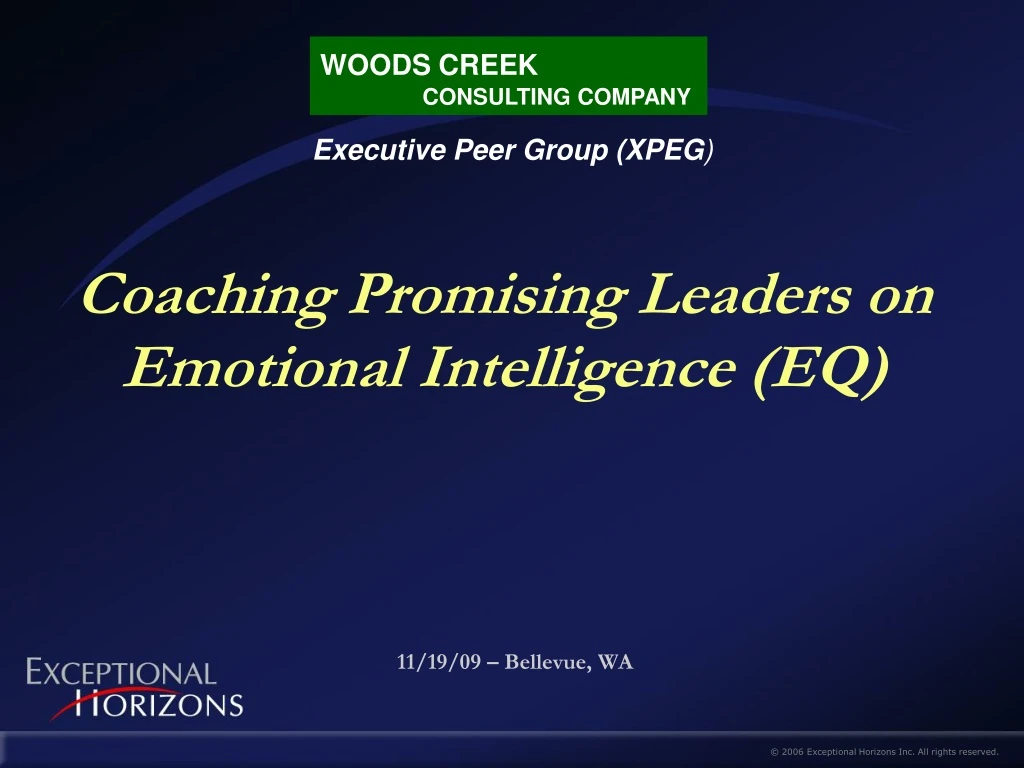 coaching promising leaders on emotional intelligence eq 11 19 09 bellevue wa