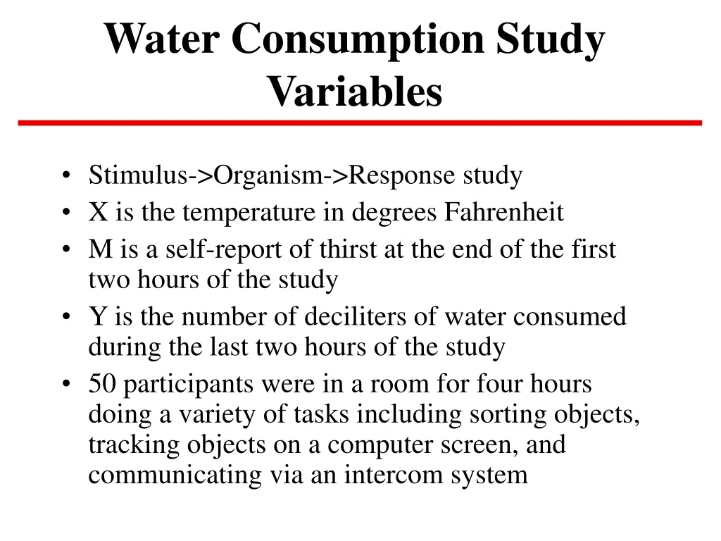 water consumption study variables