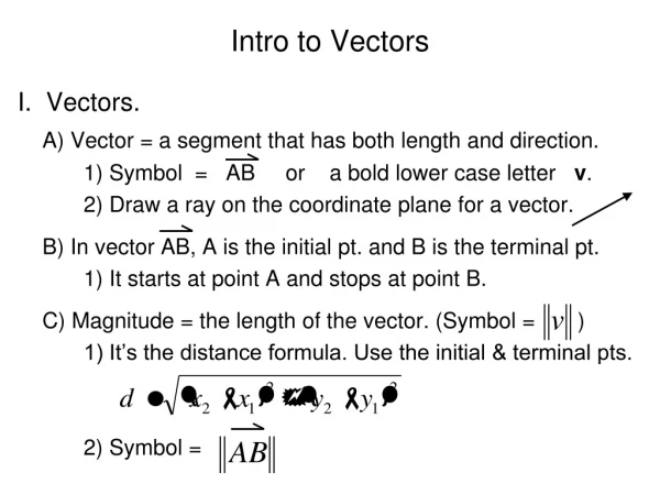 Intro to Vectors